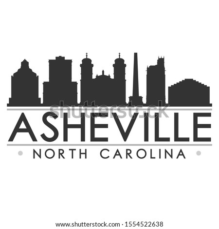 Asheville North Carolina Skyline Silhouette City. Cityscape Design Vector. Famous Monuments Tourism.