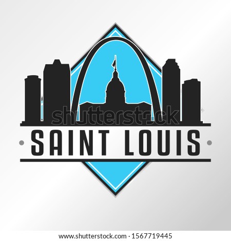 Saint Louis Missouri Skyline Logo. Adventure Landscape Design. Vector Illustration Cut File.