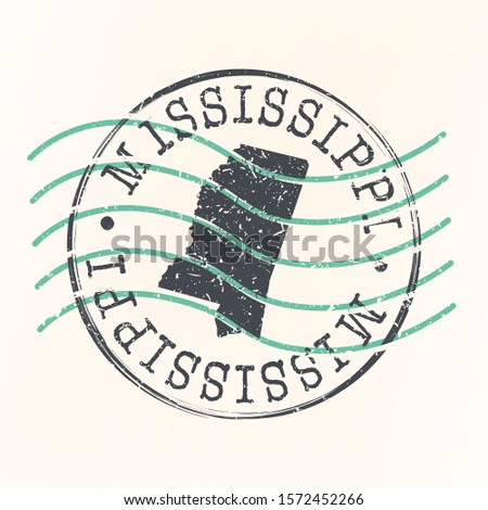 Mississippi Stamp Postal. Map Silhouette Seal. Passport Round Design. Vector Icon. Design Retro Travel.