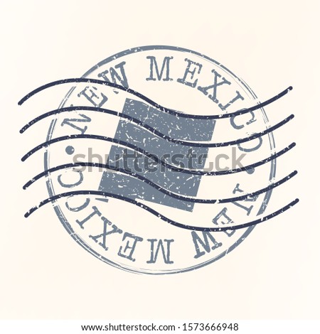 New Mexico Stamp Postal. Map Silhouette Seal. Passport Round Design. Vector Icon. Design Retro Travel.