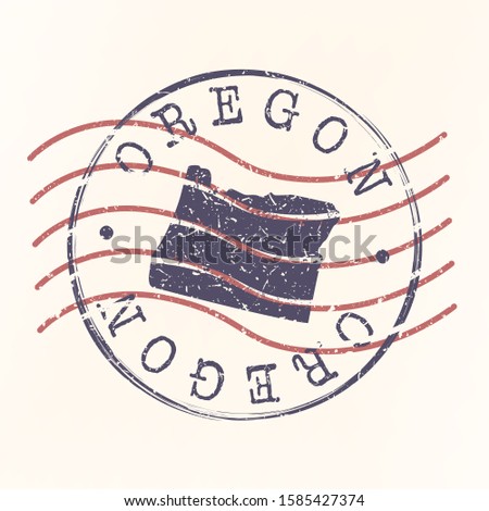 Oregon Stamp Postal. Map Silhouette Seal. Passport Round Design. Vector Icon. Design Retro Travel.