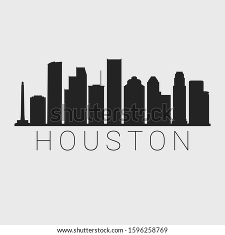 Houston Texas. Skyline Silhouette City. Design Vector. Famous Monuments Tourism Travel. Buildings Tour Landmark.