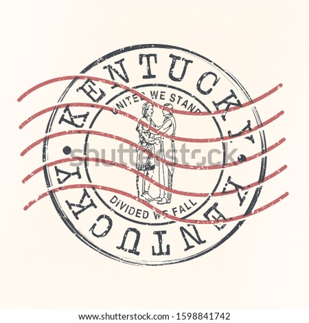 Kentucky Stamp Postal. Silhouette Seal. Passport Round Design. Vector Icon. Design Retro Travel. National Symbol.