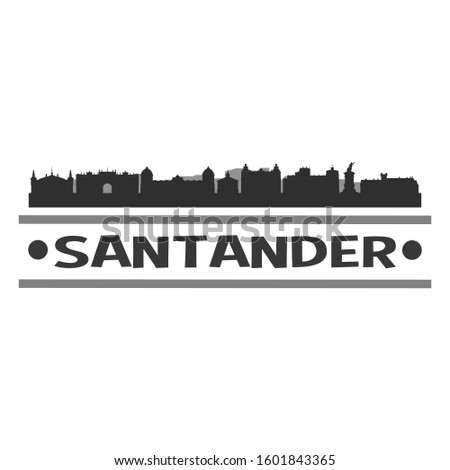 Santander Spain City Travel. City Skyline. Silhouette City. Design Vector. Famous Monuments.