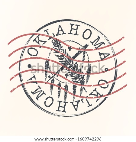 Oklahoma Stamp Postal. Silhouette Seal. Passport Round Design. Vector Icon. Design Retro Travel. National Symbol.