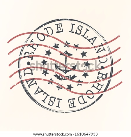 Rhode Island Stamp Postal. Silhouette Seal. Passport Round Design. Vector Icon. Design Retro Travel. National Symbol.