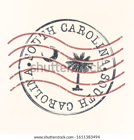 South Carolina Stamp Postal. Silhouette Seal. Passport Round Design. Vector Icon. Design Retro Travel. National Symbol.