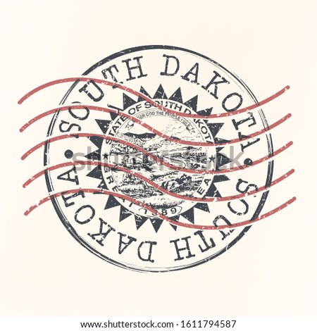 South Dakota Stamp Postal. Silhouette Seal. Passport Round Design. Vector Icon. Design Retro Travel. National Symbol.