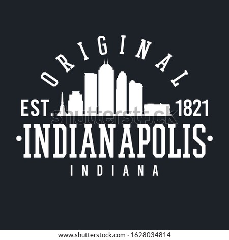 Indianapolis Indiana Skyline Original. Logotype Sports College University. Illustration Design Vector. 