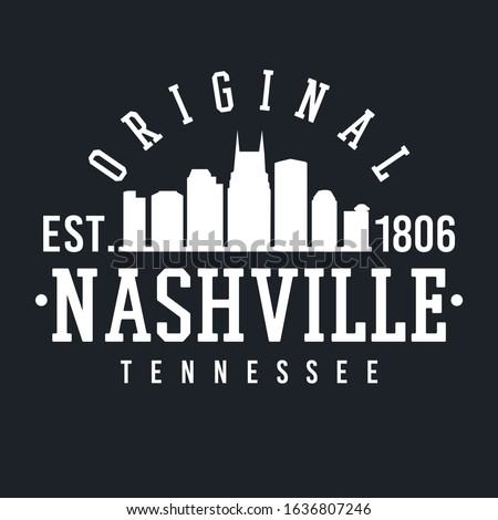 Nashville Tennessee Skyline Original. A Logotype Sports College and University Style. Illustration Design Vector. 