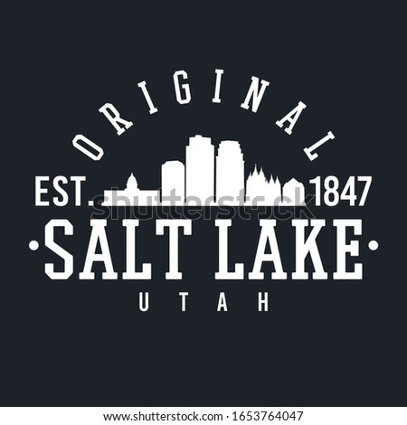 Salt Lake City Utah Skyline Original. A Logotype Sports College and University Style. Illustration Design.