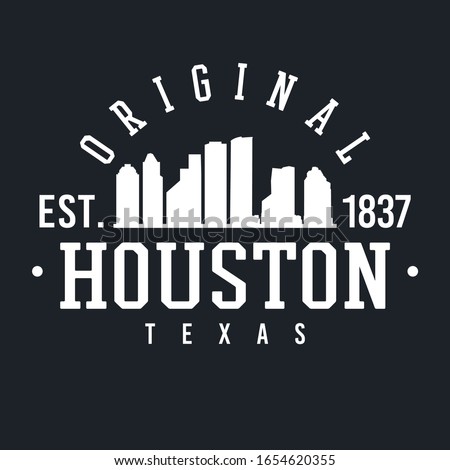 Houston Texas Skyline Original. A Logotype Sports College and University Style. Illustration Design.