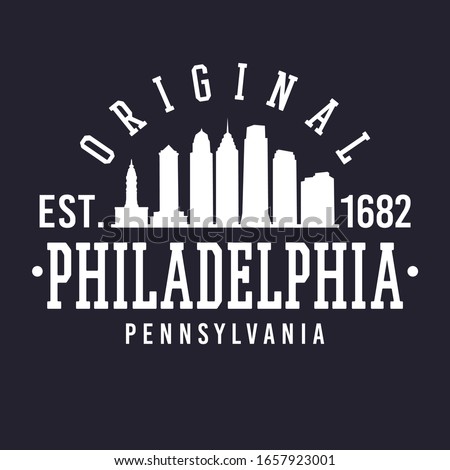 Philadelphia Pennsylvania Skyline Original. A Logotype Sports College and University Style. Illustration Design.