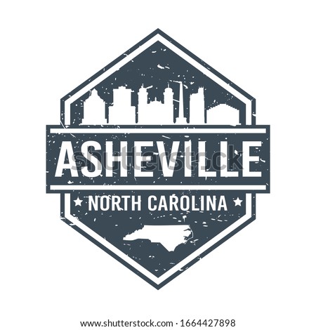 Asheville, NC, USA Travel Stamp Icon. Skyline City Design Tourism Diamond. Vector Illustration Grunge.