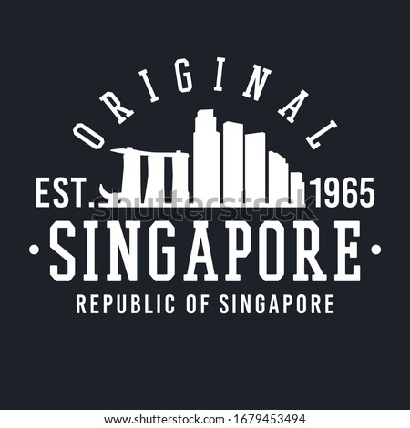 Singapore Skyline Original. A Logotype Sports College and University Style. Illustration Design.