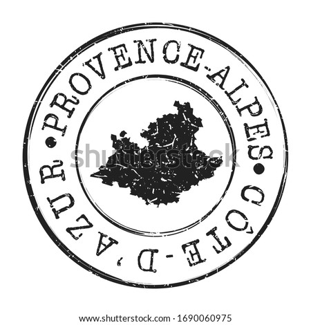 Provence-Alpes-Côte d'Azur, France Map Postmark. A Silhouette Postal Passport. Stamp Round Vector Icon. Vintage Postage Designs.