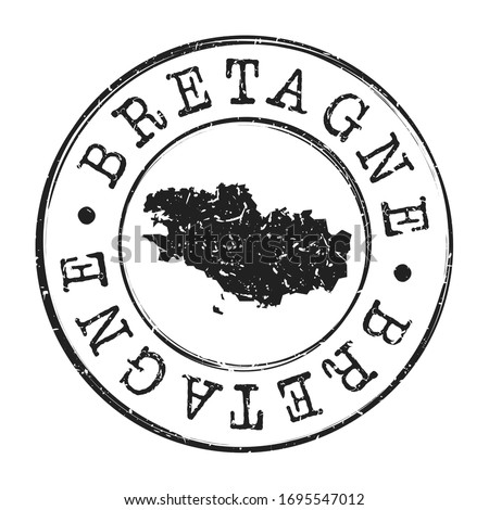 Brittany, France Map Postmark. A Silhouette Postal Passport. Stamp Round Vector Icon. Vintage Postage Designs. Foto stock © 