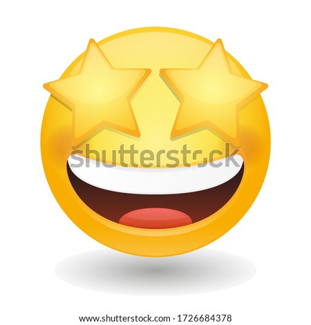 Star Struck Eyes Emoji Vector art illustration design. Emoticon expression graphic round. Avatar kawaii style.