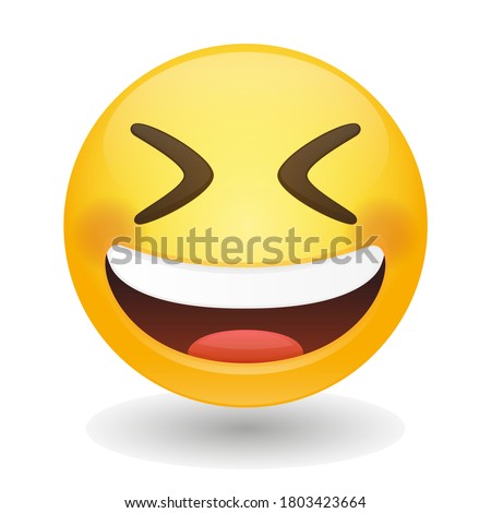 Grinning Squirting Laughing Emoji Vector art illustration design. Emoticon expression graphic round. Avatar kawaii style.
