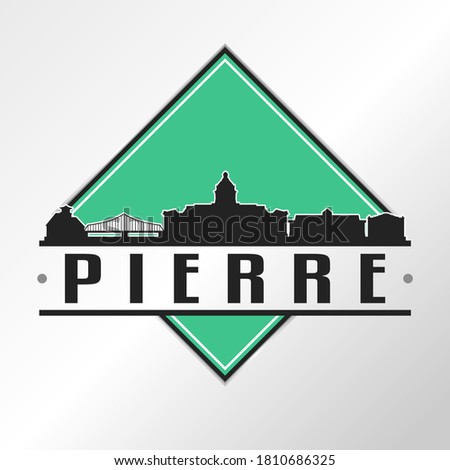 Pierre, SD, USASkyline Logo. Adventure Landscape Design Vector Illustration.