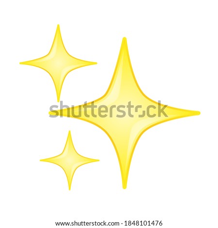 Gold Star Sparkles Emoji Icon Object Symbol Gradient Vector Art Design Cartoon Isolated Background.