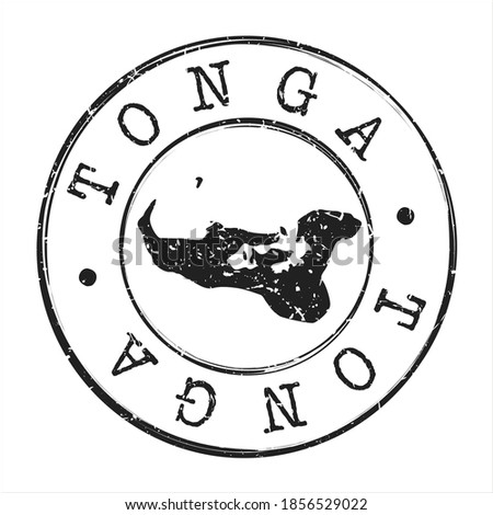 Tonga Map Symbol. Round Design Stamp. Travel and Business Vector Seal Badge Illustration.