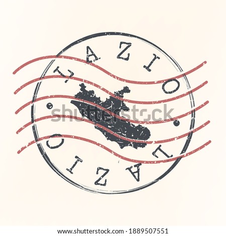 Lazio, Italy Stamp Postal. Map Silhouette Seal. Passport Round Design. Vector Icon. Design Retro Travel.