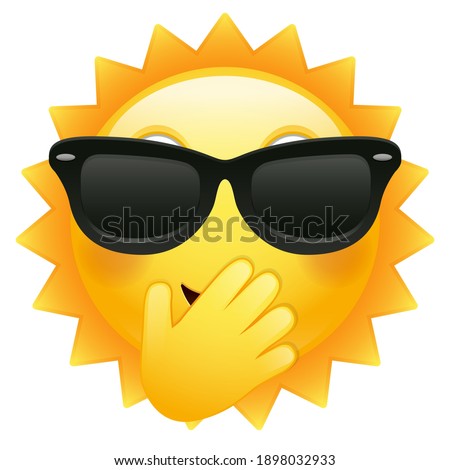 Happy Sun Emoji Sunglasses. Summer Vacations. Illustration Face Vector Design Art.