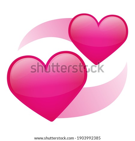 Revolving Pink Hearts Love Emoji Icon Object Symbol. Gradient Vector Illustration Clip Art Design Cartoon Isolated Background.