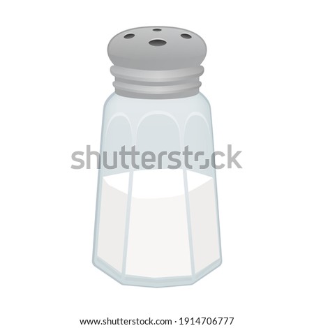 Salt Shaker Food Emoji Vector Design. Season Ingredient Art Illustration. Silver Cap Pot Product Clipart.