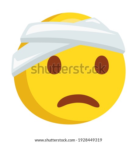 Face with Head-Bandage Emoji Icon Illustration. Injured Symbol Emoticon Design.