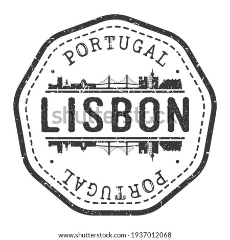 Lisbon, Portugal Stamp Skyline Postmark. Silhouette Postal Passport. City Round Vector Icon. Vintage Postage Design.