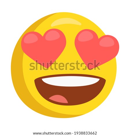 Heart Eyes Icon Illustration. Feeling of Love Emoticon Design Doodle Vector.