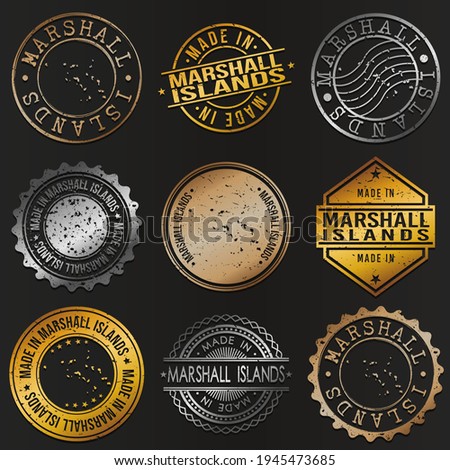 Marshall Islands Business Metal Stamps. Gold Made In Product Seal. National Logo Icon. Symbol Design Insignia Country.