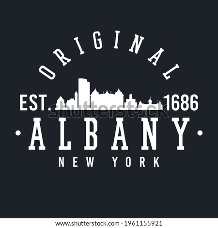 Albany, NY, USA Skyline Original. A Logotype Sports College and University Style. Illustration Design Vector.