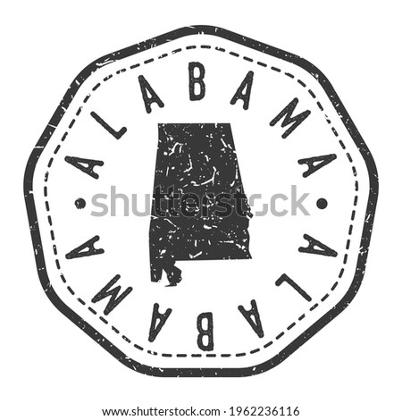 Alabama, USA Map Stamp Retro Postmark. Silhouette Postal Passport. Seal Round Vector Icon. Badge Vintage Postage Design.