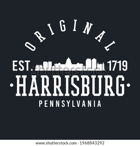 Harrisburg, PA, USA Skyline Original. A Logotype Sports College and University Style. Illustration Design Vector City.