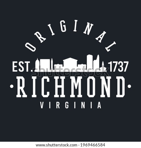 Richmond, VA, USA Skyline Original. A Logotype Sports College and University Style. Illustration Design Vector City.