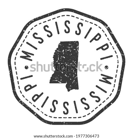 Mississippi, USA Map Stamp Retro Postmark. Silhouette Postal Passport. Seal Round Vector Icon. Badge Vintage Postage Design.