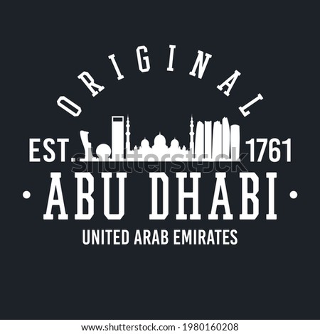 Abu Dhabi - United Arab Emirates Skyline Original. A Logotype Sports College and University Style. Illustration Design Vector City.