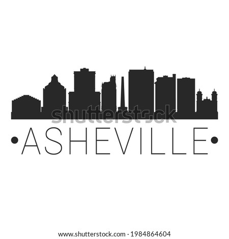 Asheville, NC, USA City Skyline. Silhouette Illustration Clip Art. Travel Design Vector Landmark Famous Monuments.