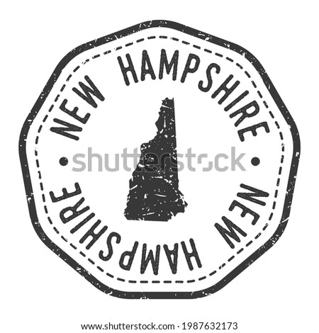 New Hampshire, USA Map Stamp Retro Postmark. Silhouette Postal Passport. Seal Round Vector Icon. Badge Vintage Postage Design.