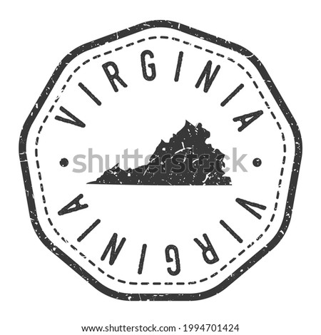 Virginia, USA Map Stamp Retro Postmark. Silhouette Postal Passport. Seal Round Vector Icon. Badge Vintage Postage Design.