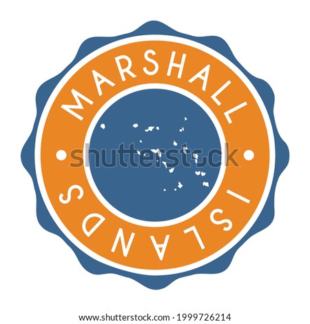 Marshall Islands Badge Map Vector Seal. National Symbol Country Stamp Design Icon Label. 