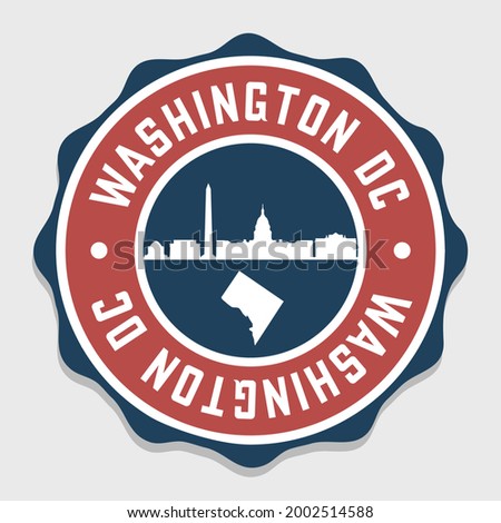 Washington, DC, USA Badge City Vector Seal. National Symbol Skyline Stamp Design Icon Label. 