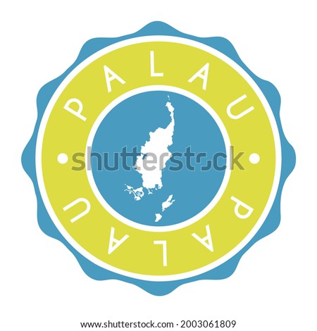 Palau Badge Map Vector Seal. National Symbol Country Stamp Design Icon Label. 