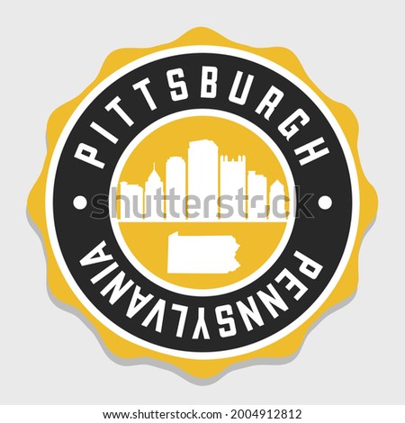 Pittsburgh, PA, USA Badge City Vector Seal. National Symbol Skyline Stamp Design Icon Label. 