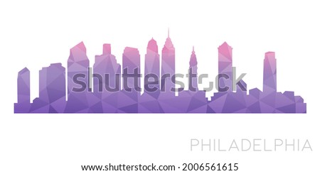 Philadelphia, PA, USA Low Poly Skyline Clip Art City Design. Geometric Polygon Graphic Horizon Icon. Vector Illustration Symbol.