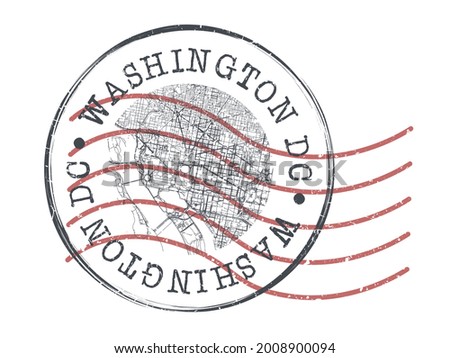 Washington, DC, USA Stamp Map Postal. Silhouette Seal Roads and Streets. Passport Round Design. Vector Icon. Design Retro Travel National Symbol.