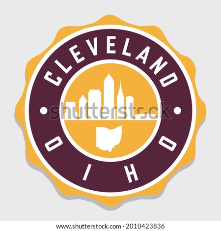 Cleveland, OH, USA Badge City Vector Seal. National Symbol Skyline Stamp Design Icon Label. 